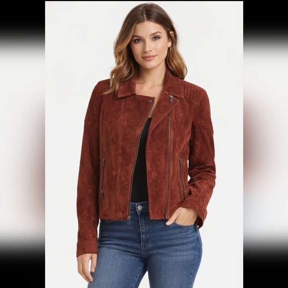 Express Jackets & Blazers - Express Women's maroon Suede Moto Jacket